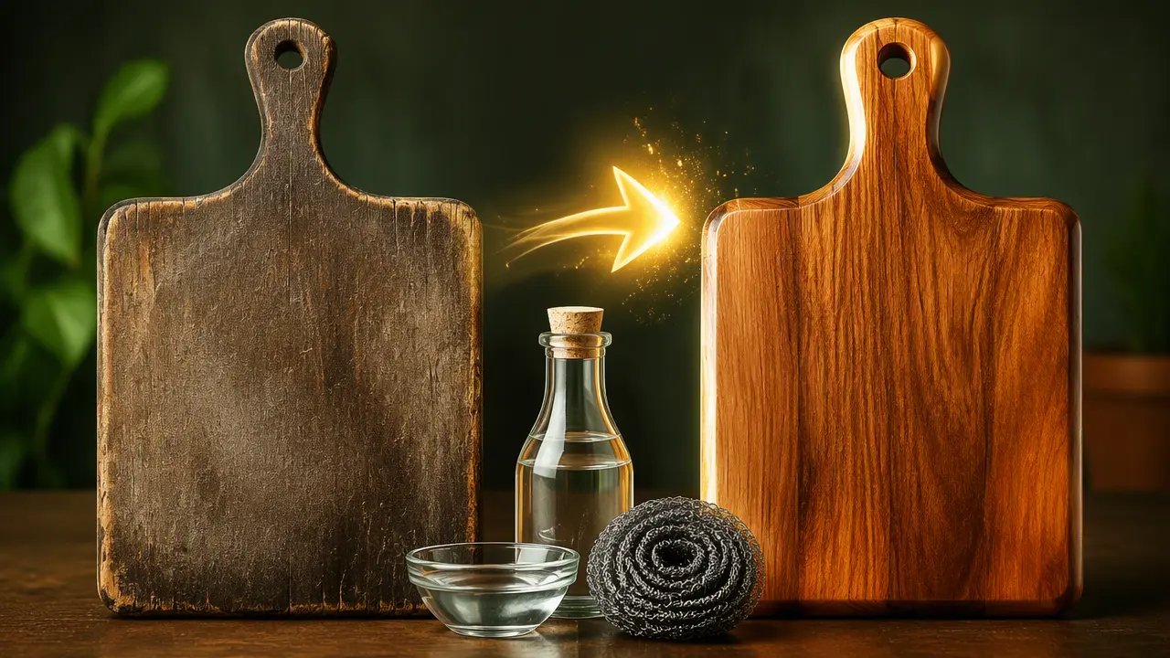تمیز کردن وسایل چوبی — تمیز کردن وسایل چوبی کهنه با سرکه و سیم ظرفشویی